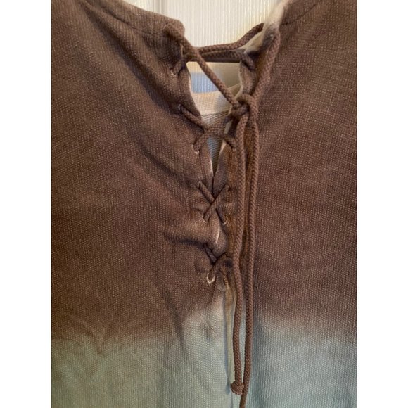 boho gorp core knit tunic size Large ombre brown blue cream tie back nwt - Picture 3 of 8
